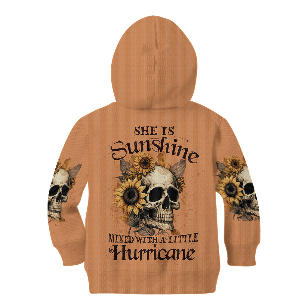 Sunflower Skull Kid Hoodie She Is Sunshine Mixed With A Little Hurricance - Wonder Print Shop