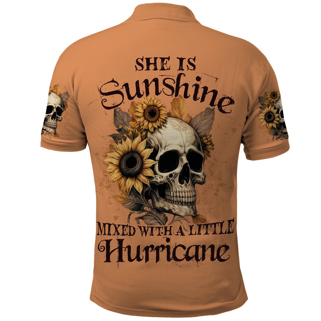 Sunflower Skull Polo Shirt She Is Sunshine Mixed With A Little Hurricance - Wonder Print Shop