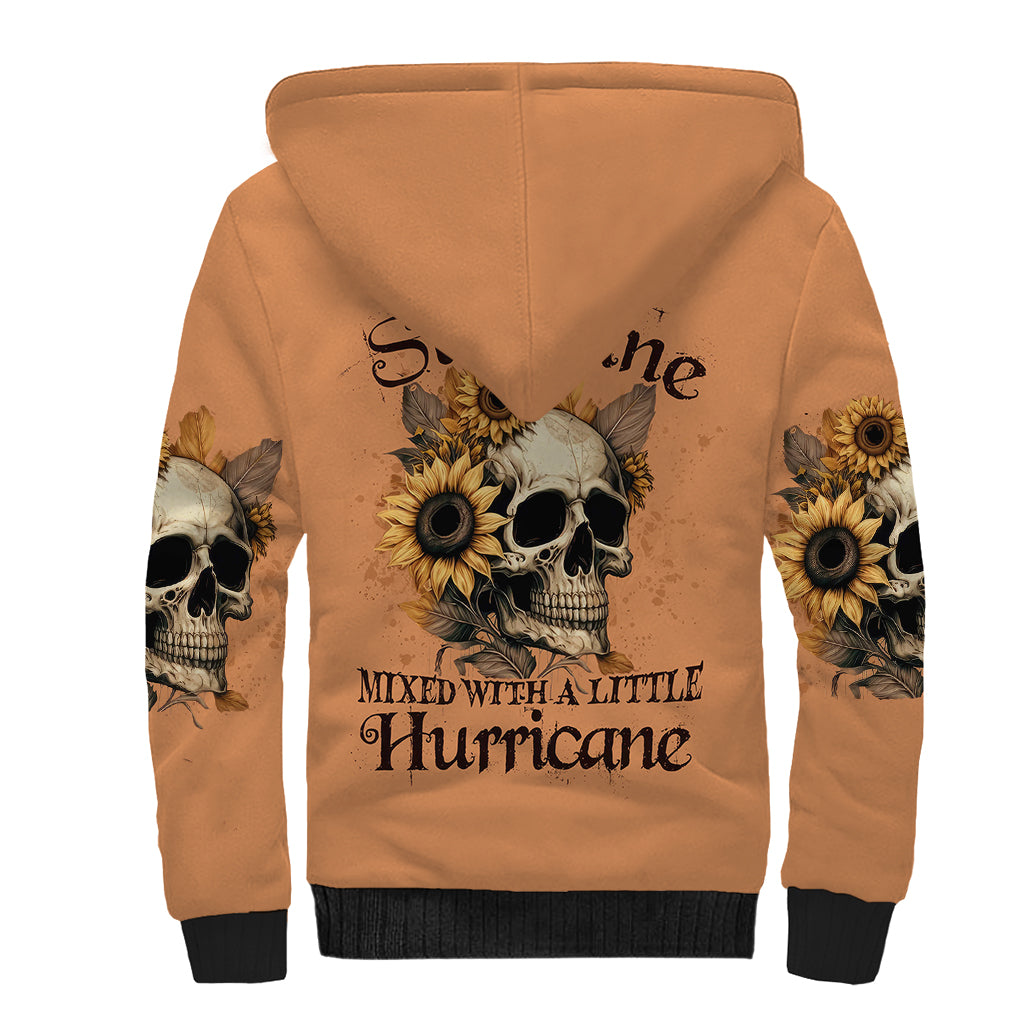 Sunflower Skull Sherpa Hoodie She Is Sunshine Mixed With A Little Hurricance - Wonder Print Shop