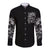 Three Skull Long Sleeve Button Shirt Stuck Between Idk Idc And Idgaf - Wonder Print Shop