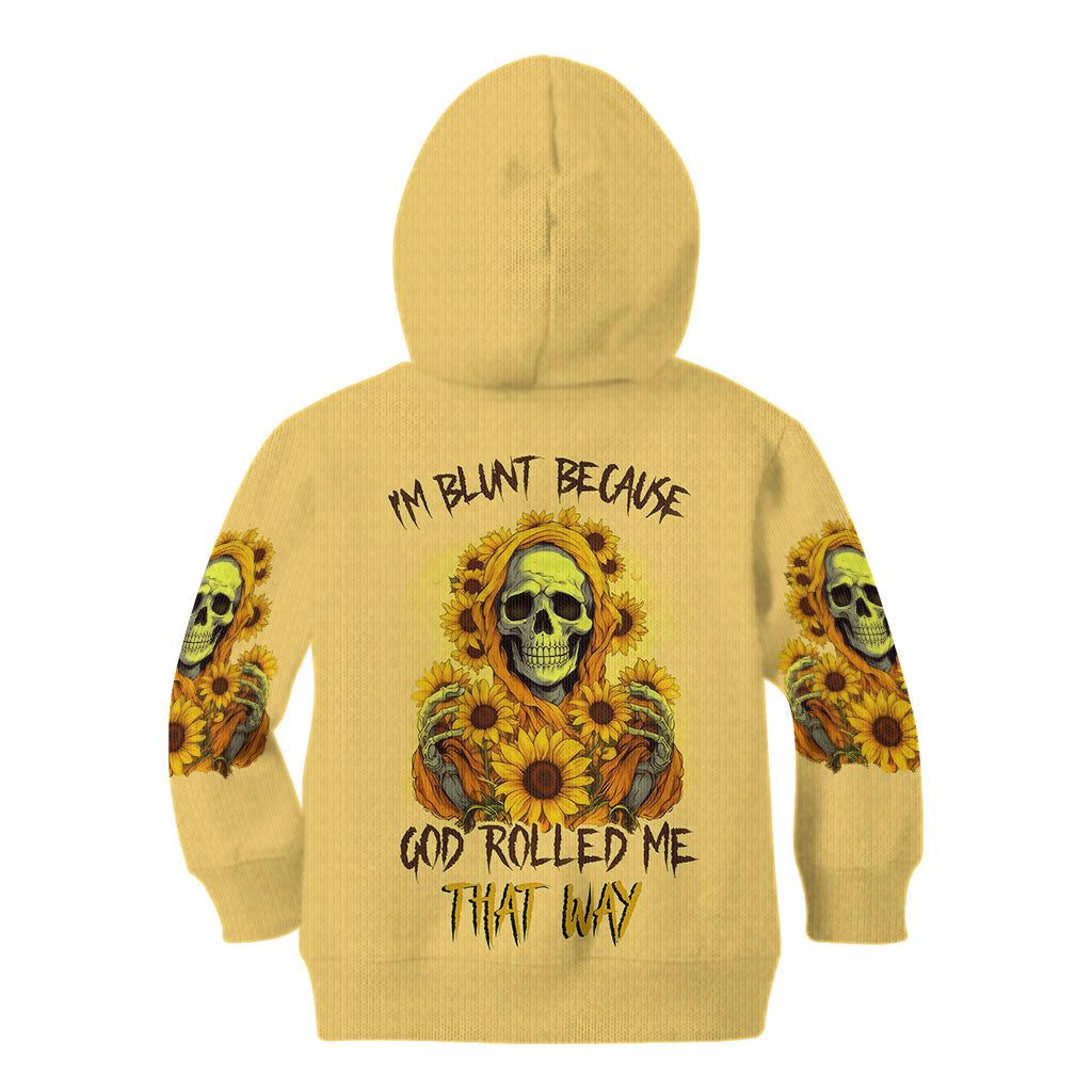 Sunflower Skull Kid Hoodie I'm Blunt Because God Rolled Me That Way - Wonder Print Shop