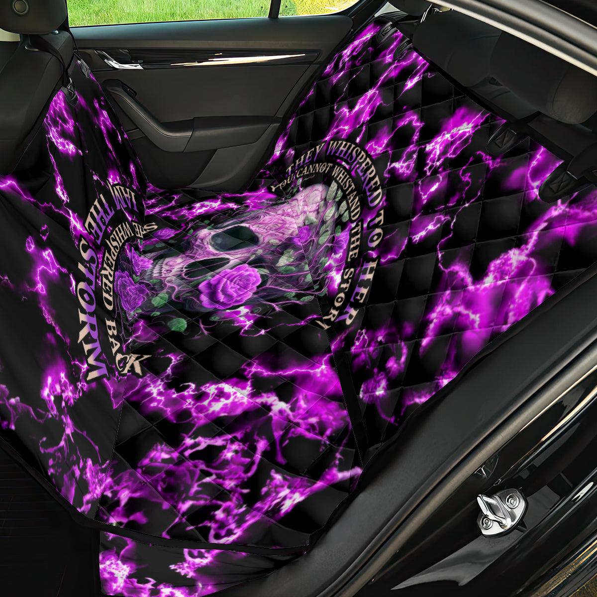 Rose Skull Back Car Seat Cover She Whispered Back I am The Storm - Wonder Print Shop