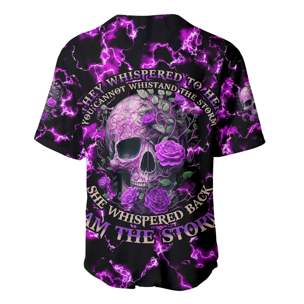 Rose Skull Baseball Jersey She Whispered Back I am The Storm - Wonder Print Shop