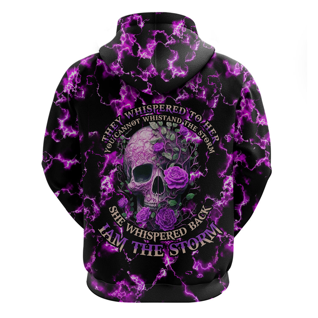 Rose Skull Hoodie She Whispered Back I am The Storm - Wonder Print Shop