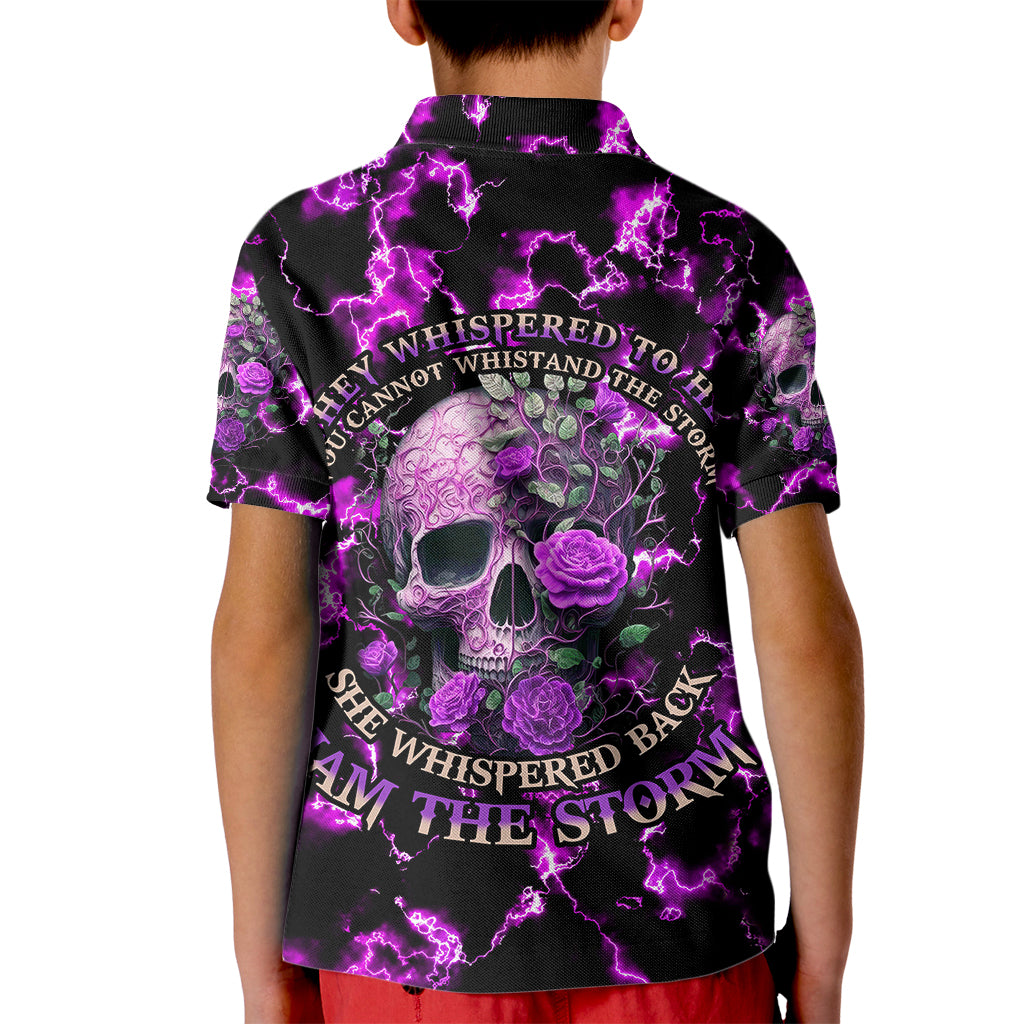 Rose Skull Kid Polo Shirt She Whispered Back I am The Storm - Wonder Print Shop