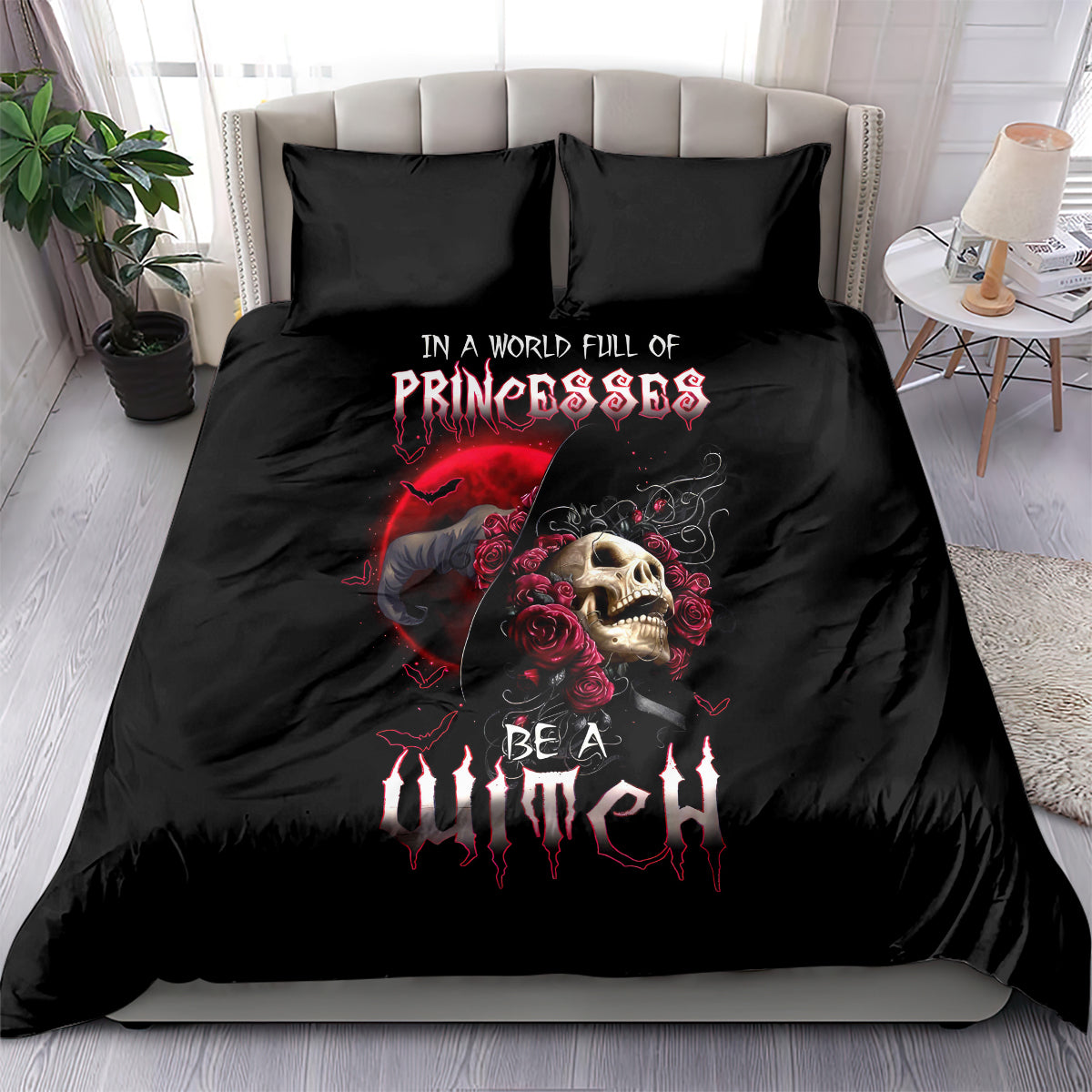 Witch Skull Bedding Set In A World Full Of Princess Be A Witch - Wonder Print Shop