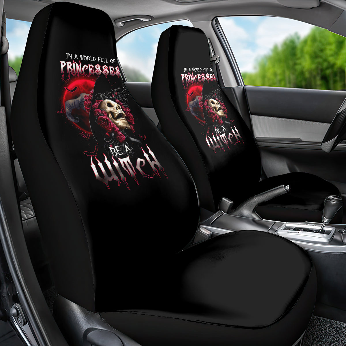 Witch Skull Car Seat Cover In A World Full Of Princess Be A Witch - Wonder Print Shop