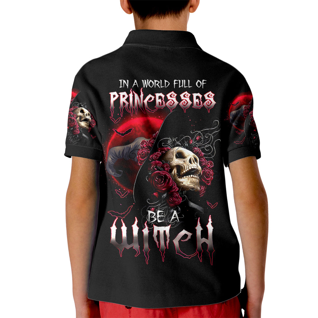 Witch Skull Kid Polo Shirt In A World Full Of Princess Be A Witch - Wonder Print Shop