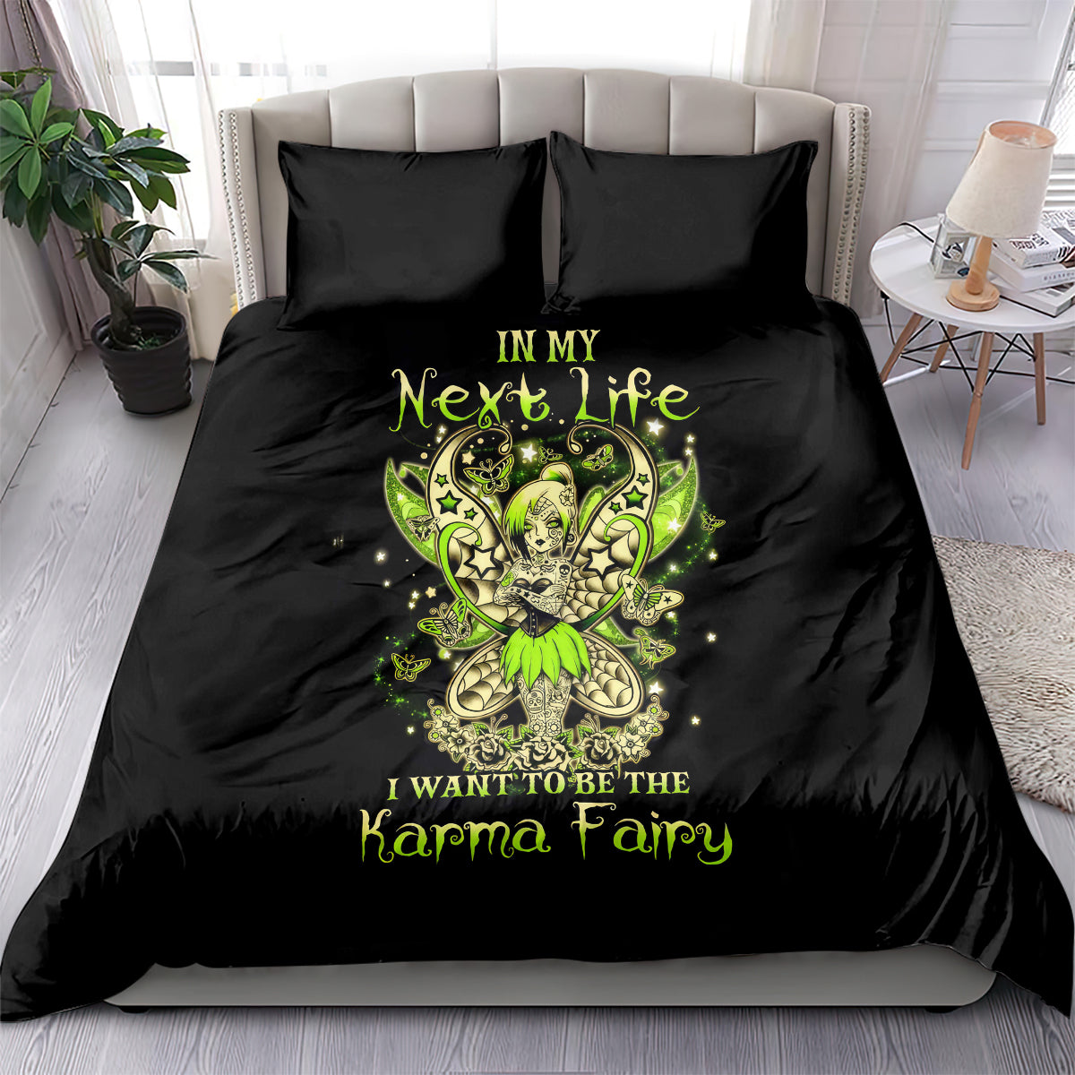 Tinker Fairy Skull Bedding Set My Next Life I Want To Be Karma Fairy - Wonder Print Shop