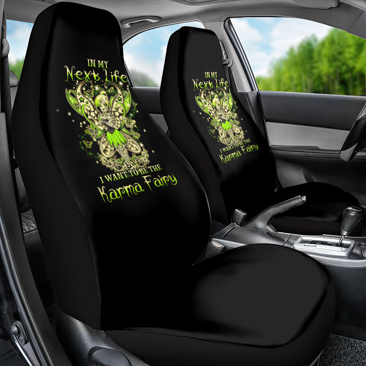 Tinker Fairy Skull Car Seat Cover My Next Life I Want To Be Karma Fairy - Wonder Print Shop