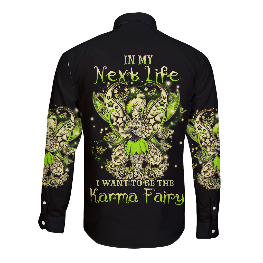 Tinker Fairy Skull Long Sleeve Button Shirt My Next Life I Want To Be Karma Fairy - Wonder Print Shop