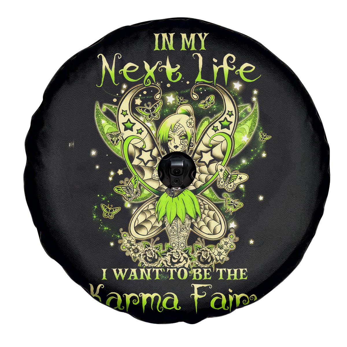 Tinker Fairy Skull Spare Tire Cover My Next Life I Want To Be Karma Fairy - Wonder Print Shop