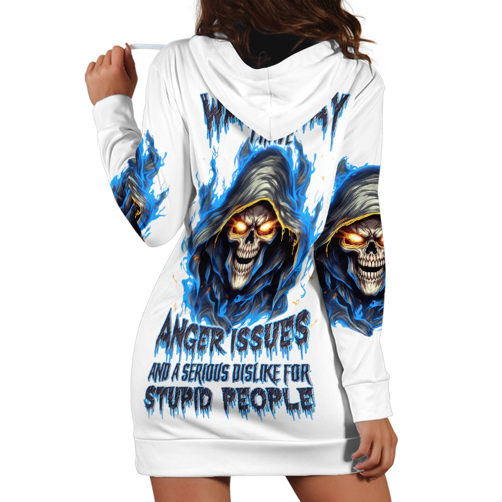 Death Skull Hoodie Dress Walk Away I Have Anger Issues And Dislike For Stupod People - Wonder Print Shop