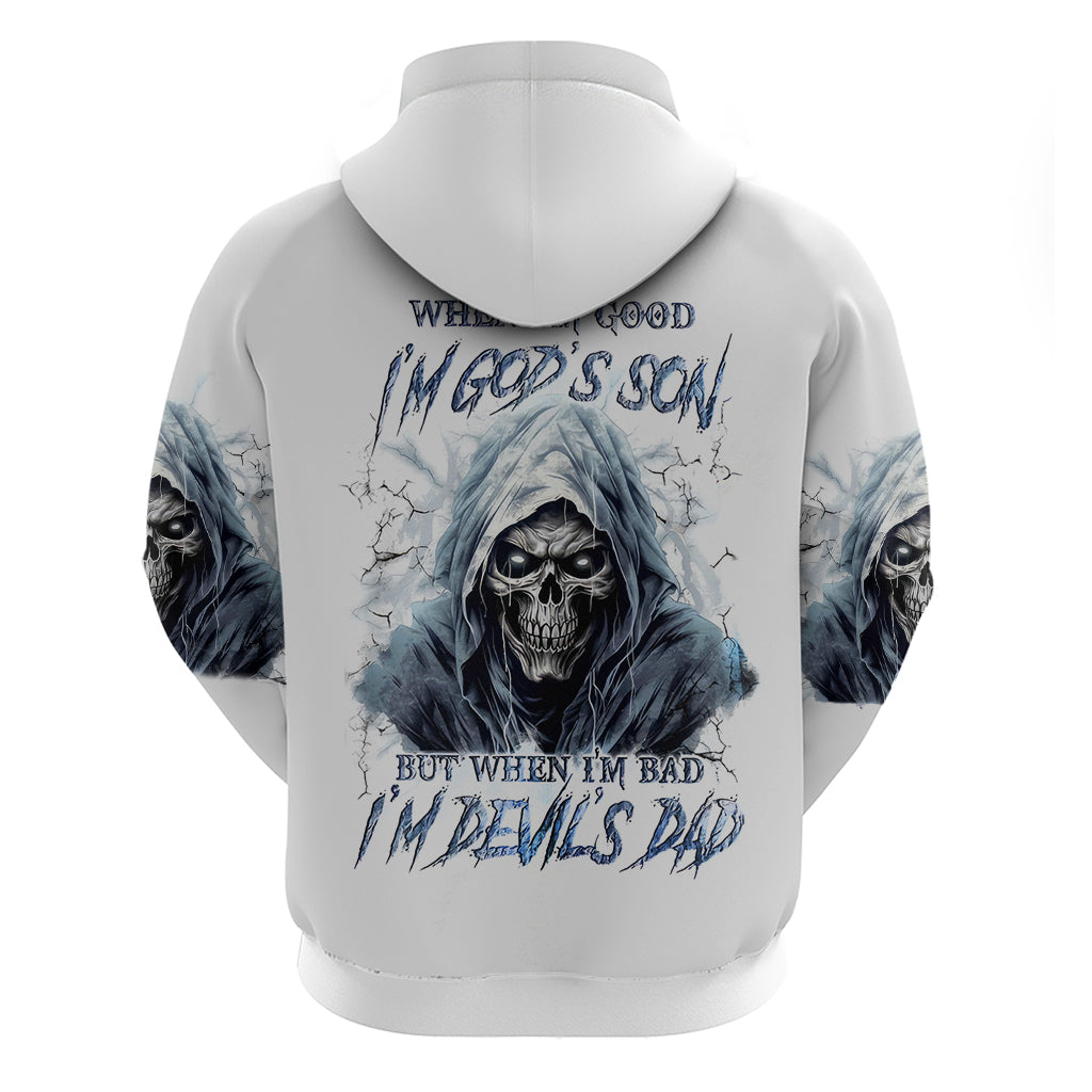 Death Skull Hoodie When I'm Good I God's Son But When I'm Bad I'm Devil's Dad - Wonder Print Shop