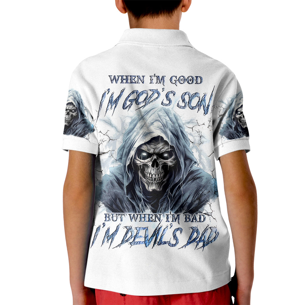 Death Skull Kid Polo Shirt When I'm Good I God's Son But When I'm Bad I'm Devil's Dad - Wonder Print Shop