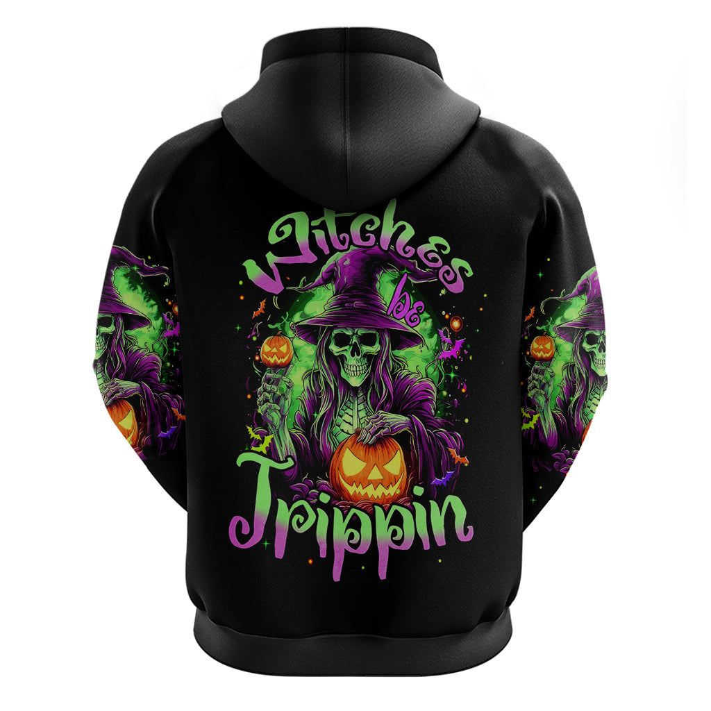 Pumpkin Witch Skull Hoodie Witches Be Trippin - Wonder Print Shop