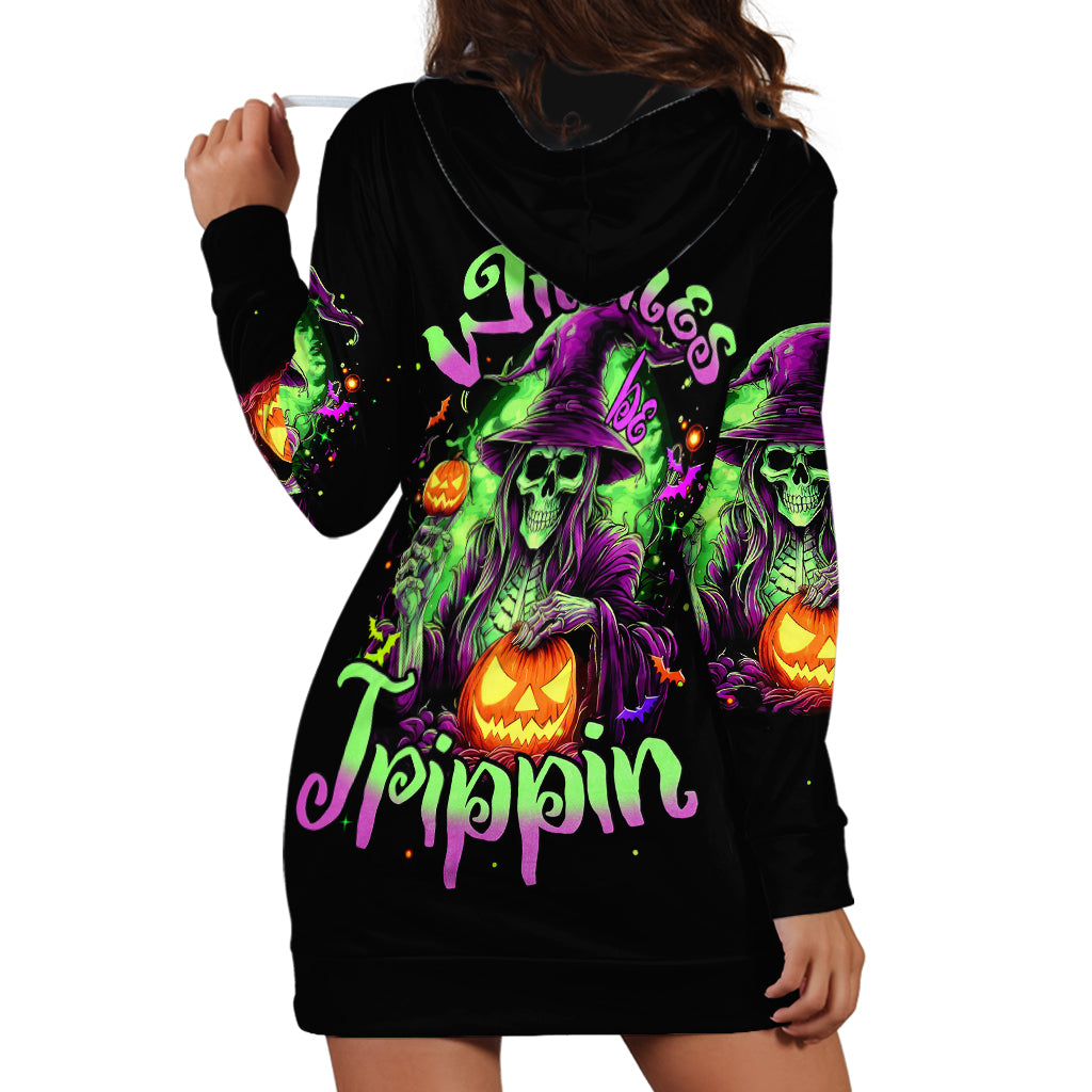 Pumpkin Witch Skull Hoodie Dress Witches Be Trippin - Wonder Print Shop