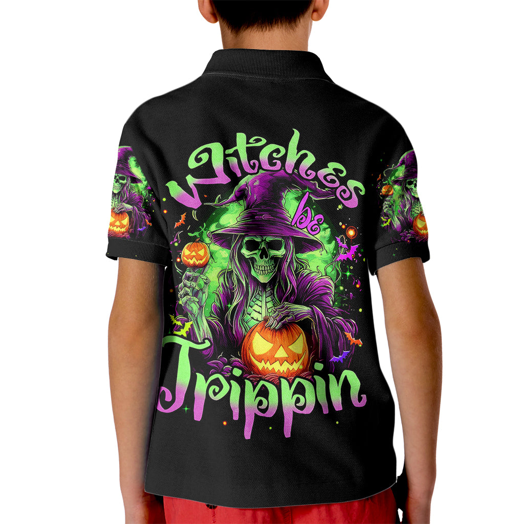 Pumpkin Witch Skull Kid Polo Shirt Witches Be Trippin - Wonder Print Shop