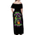 Pumpkin Witch Skull Off Shoulder Maxi Dress Witches Be Trippin - Wonder Print Shop