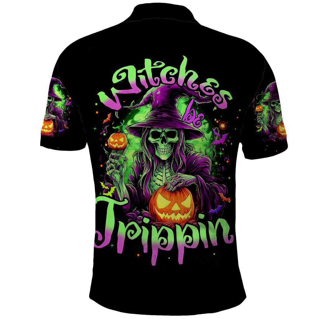 Pumpkin Witch Skull Polo Shirt Witches Be Trippin - Wonder Print Shop