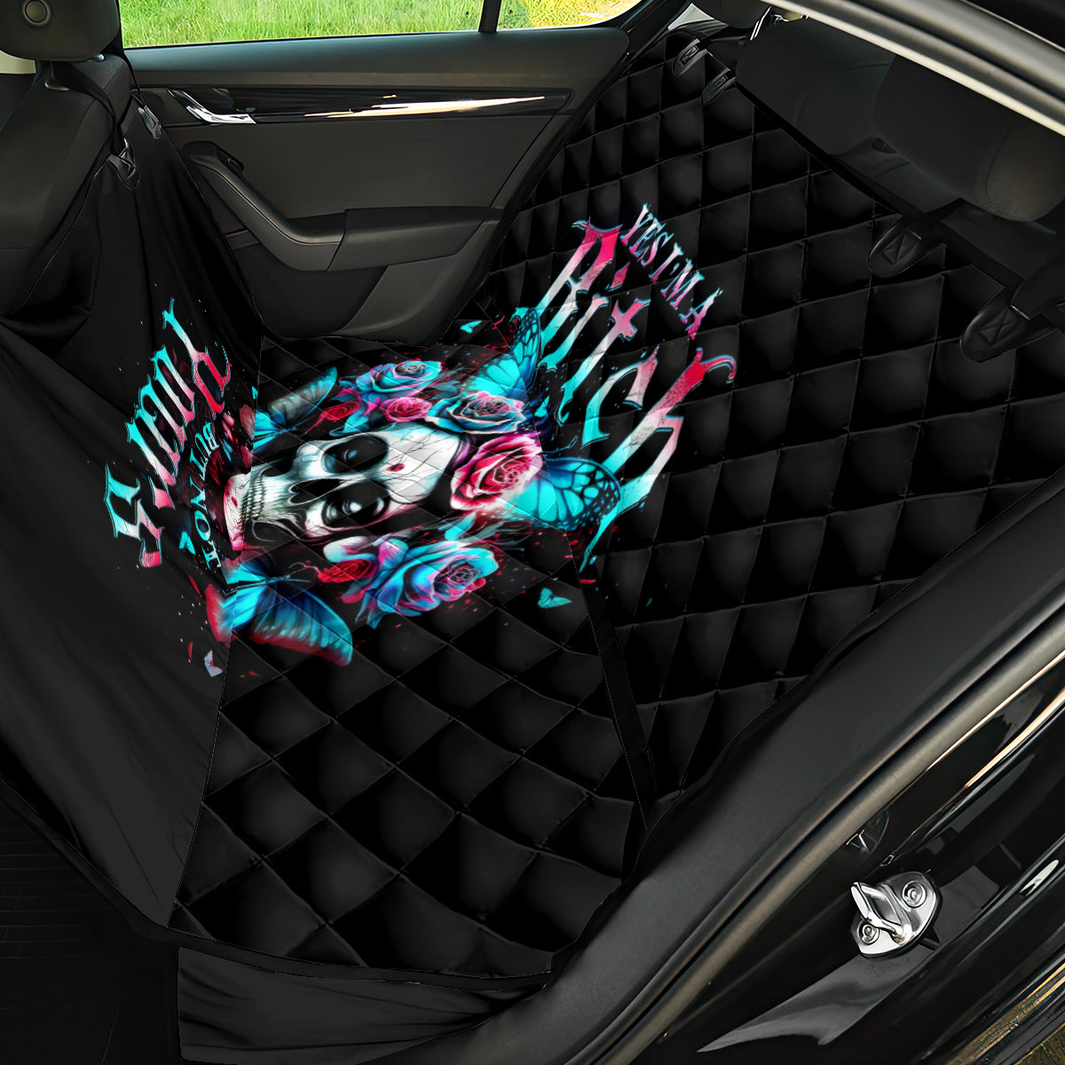 Butterfly Skull Back Car Seat Cover Yes I'm Bitch But Not Your - Wonder Print Shop