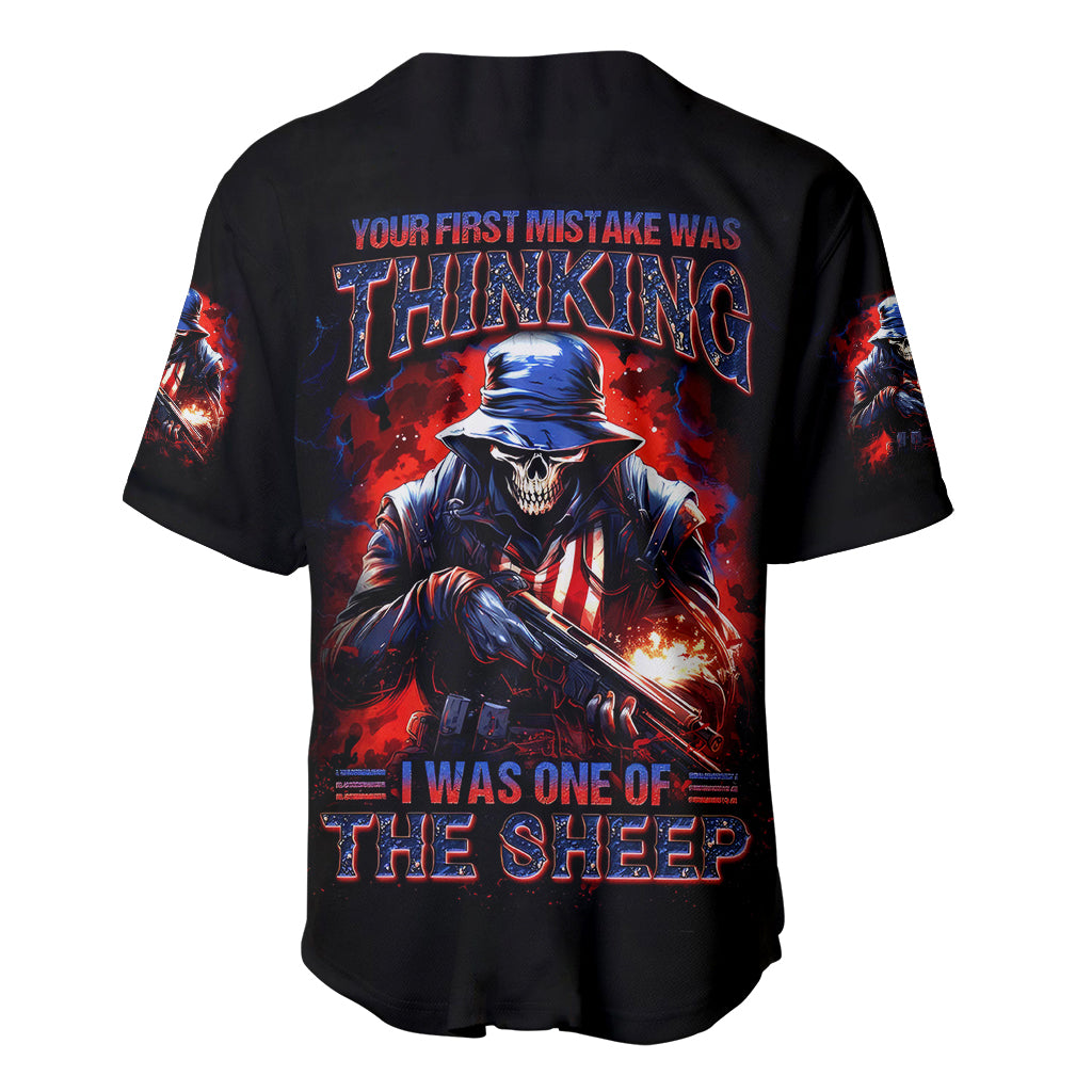 Soldier Skull Baseball Jersey Your First Mistake Was Thinking I Was One Of The Sheep - Wonder Print Shop