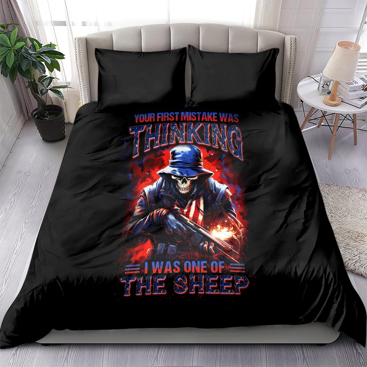 Soldier Skull Bedding Set Your First Mistake Was Thinking I Was One Of The Sheep - Wonder Print Shop