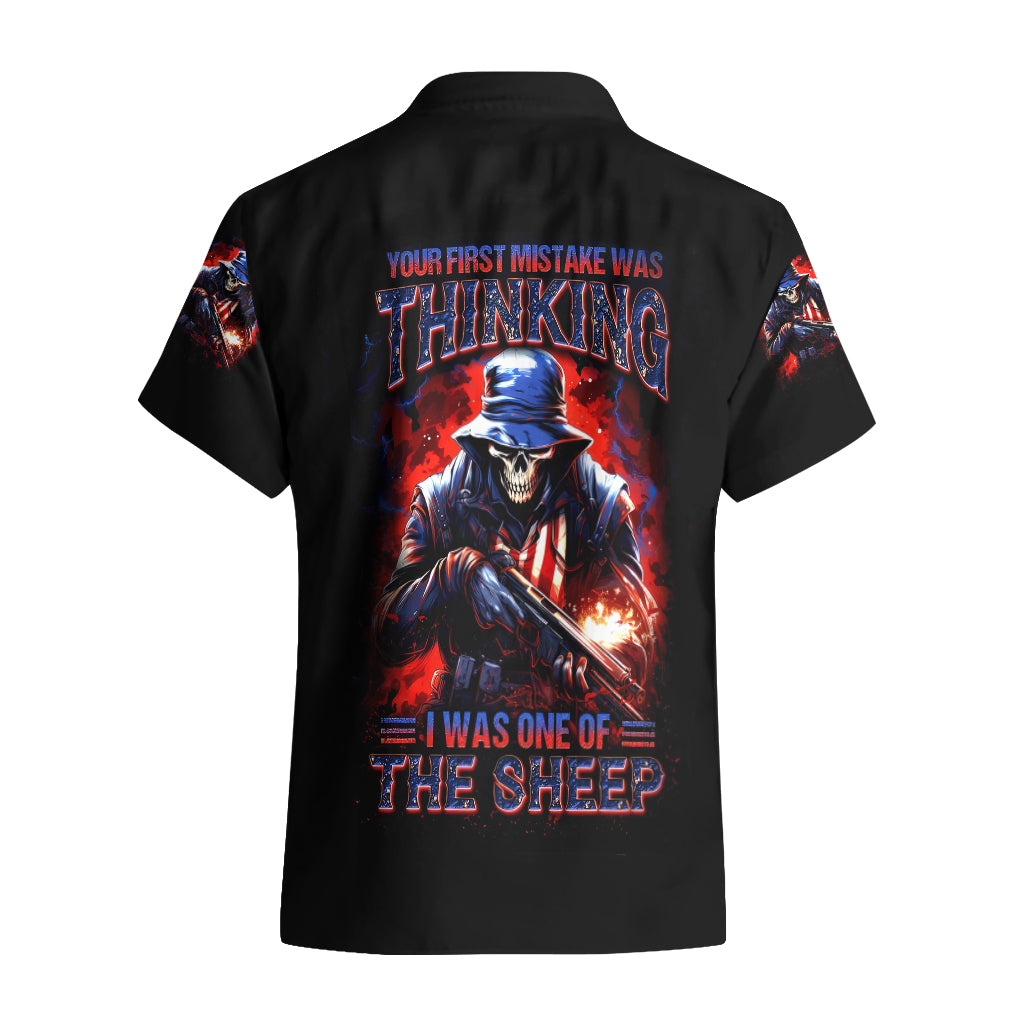 Soldier Skull Hawaiian Shirt Your First Mistake Was Thinking I Was One Of The Sheep - Wonder Print Shop