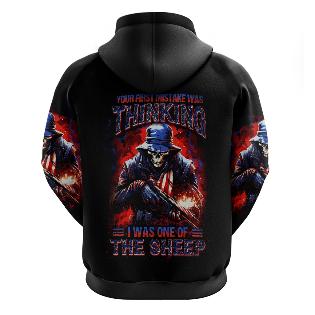 Soldier Skull Hoodie Your First Mistake Was Thinking I Was One Of The Sheep - Wonder Print Shop