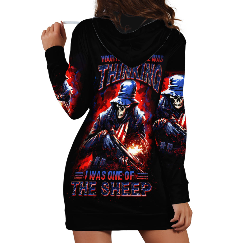 Soldier Skull Hoodie Dress Your First Mistake Was Thinking I Was One Of The Sheep - Wonder Print Shop