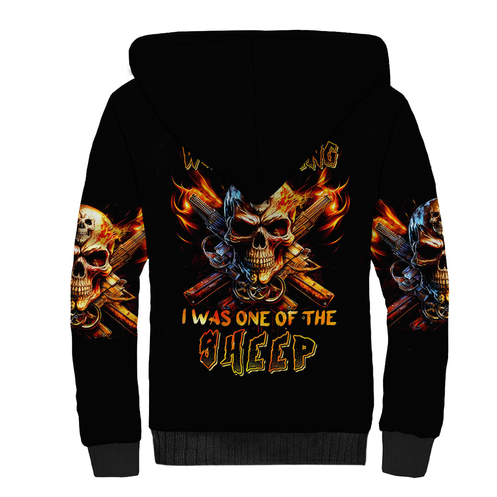 Fire Gun Skull Sherpa Hoodie Your First Mistake Was Thinking I Was One Of The Sheep - Wonder Print Shop