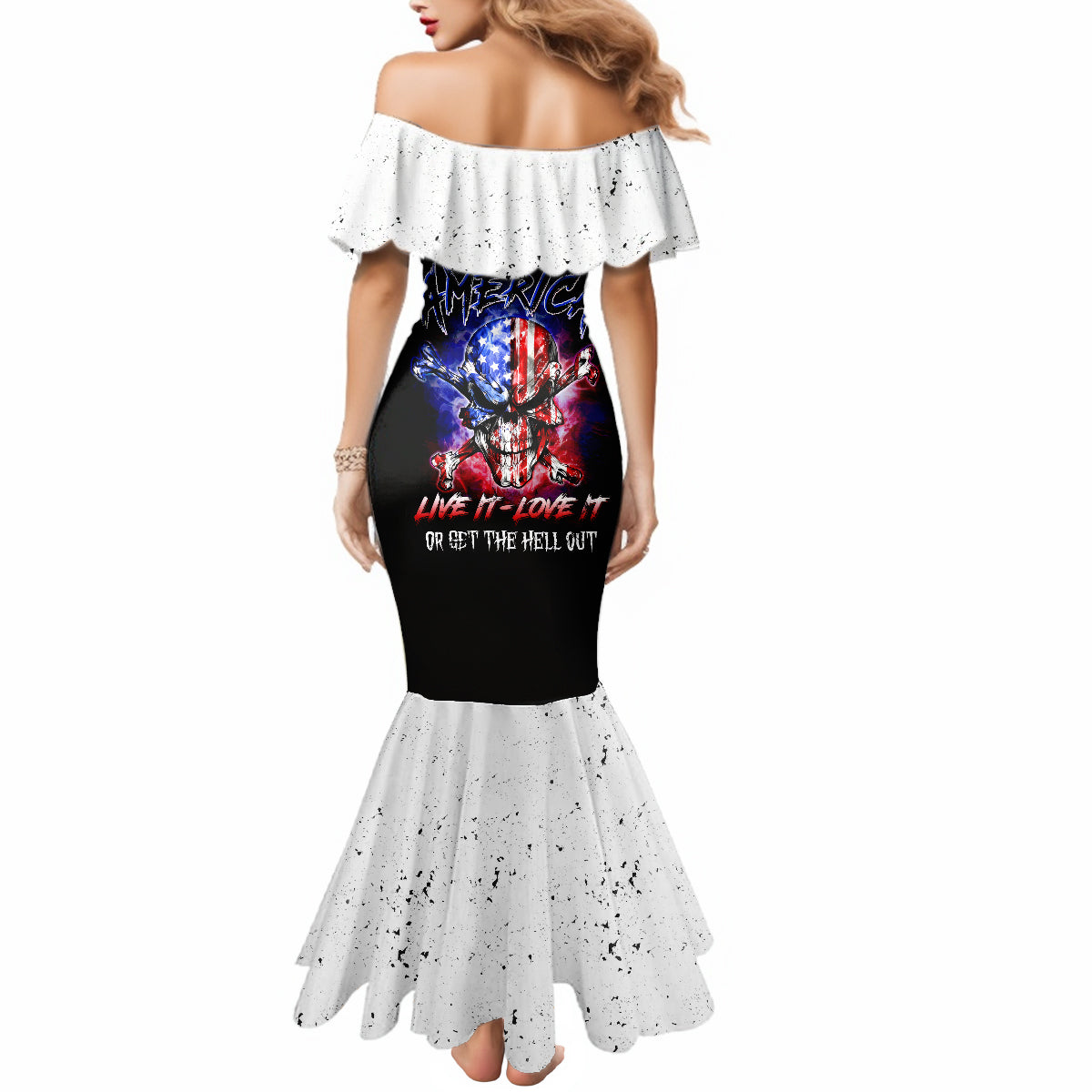 American Skull Mermaid Dress American Live It Love It Or Get The Hell Out - Wonder Print Shop