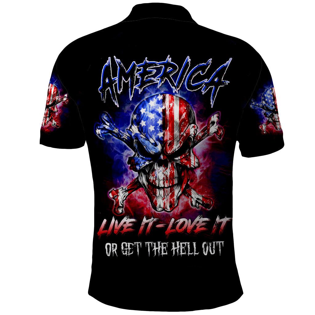 American Skull Polo Shirt American Live It Love It Or Get The Hell Out - Wonder Print Shop