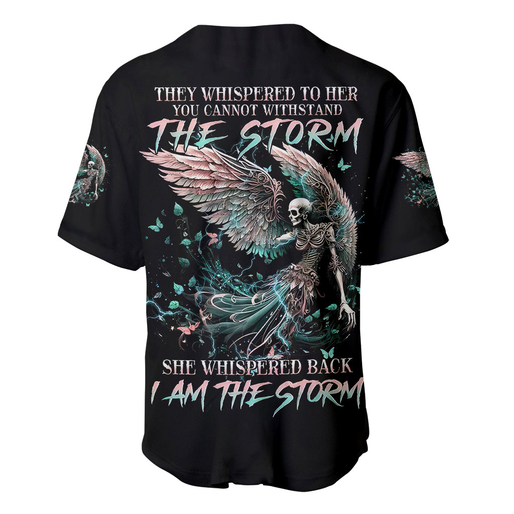 Angel Skull Baseball Jersey She Whispered Back Iam The Storm - Wonder Print Shop