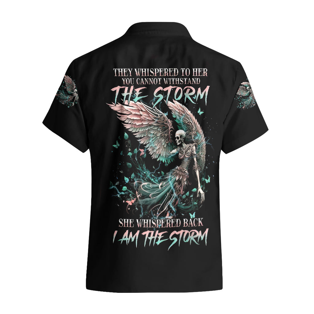 Angel Skull Hawaiian Shirt She Whispered Back Iam The Storm - Wonder Print Shop