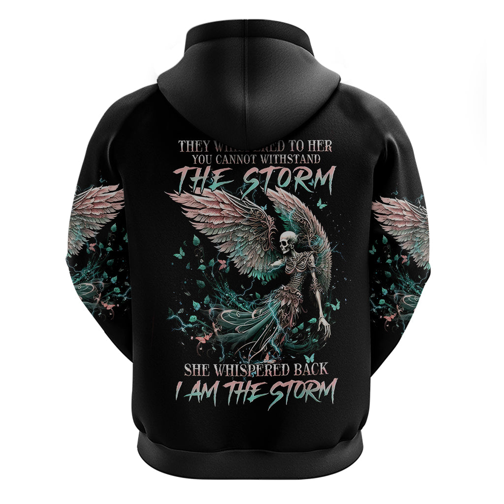 Angel Skull Hoodie She Whispered Back Iam The Storm - Wonder Print Shop