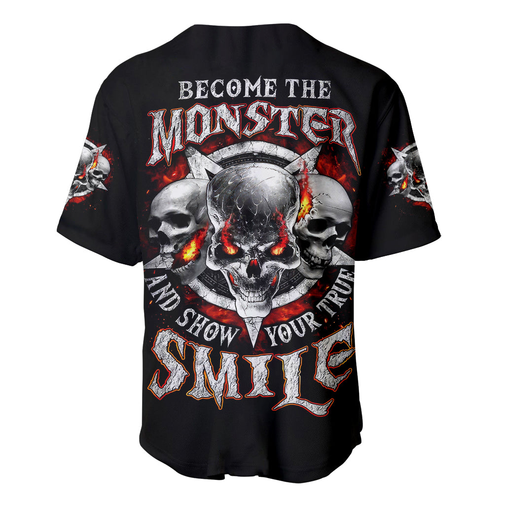 Satan Skull Baseball Jersey Become The Monster And Show Your True Smile - Wonder Print Shop