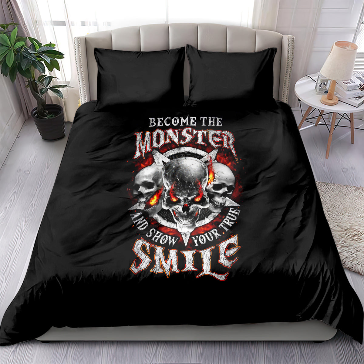 Satan Skull Bedding Set Become The Monster And Show Your True Smile - Wonder Print Shop