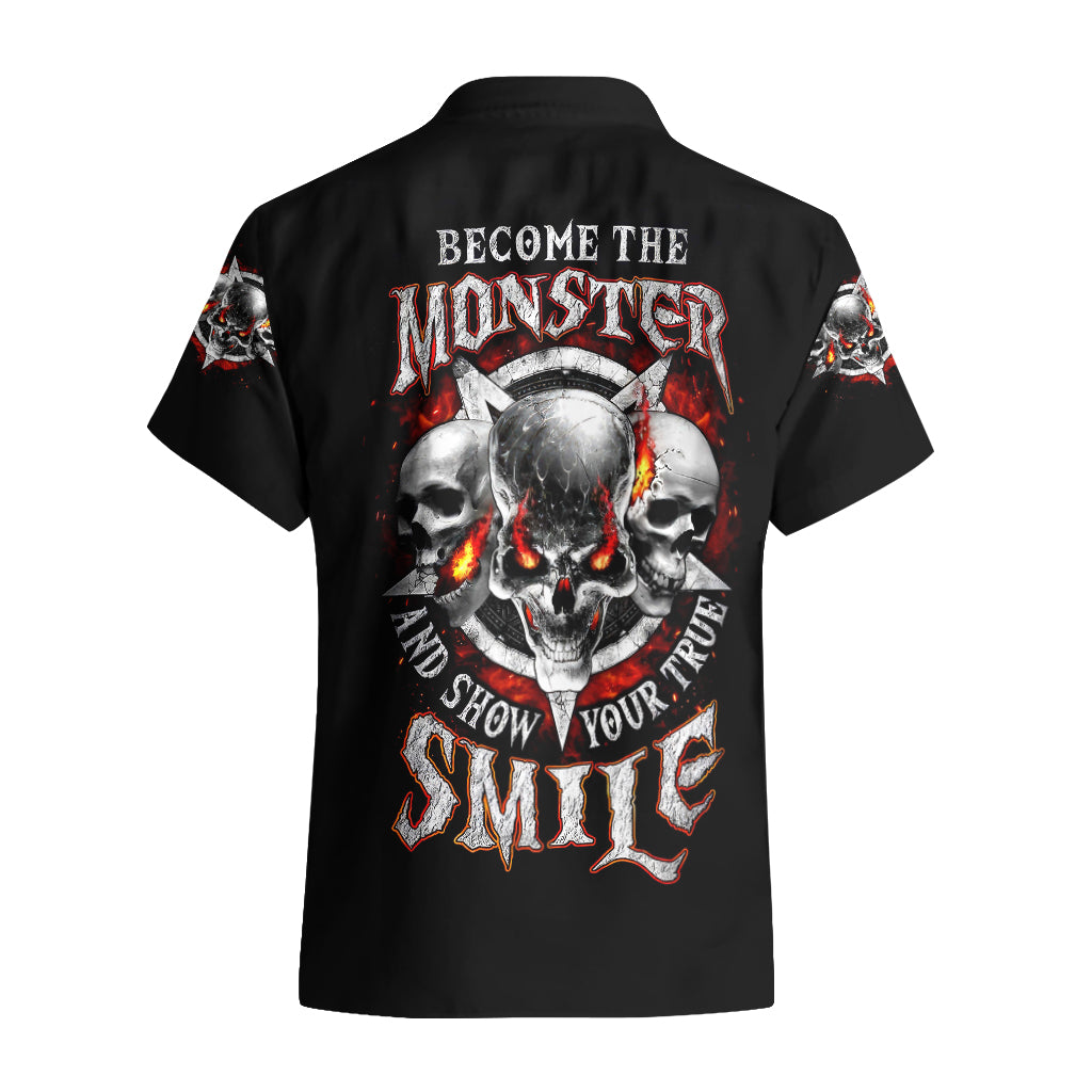 Satan Skull Hawaiian Shirt Become The Monster And Show Your True Smile - Wonder Print Shop