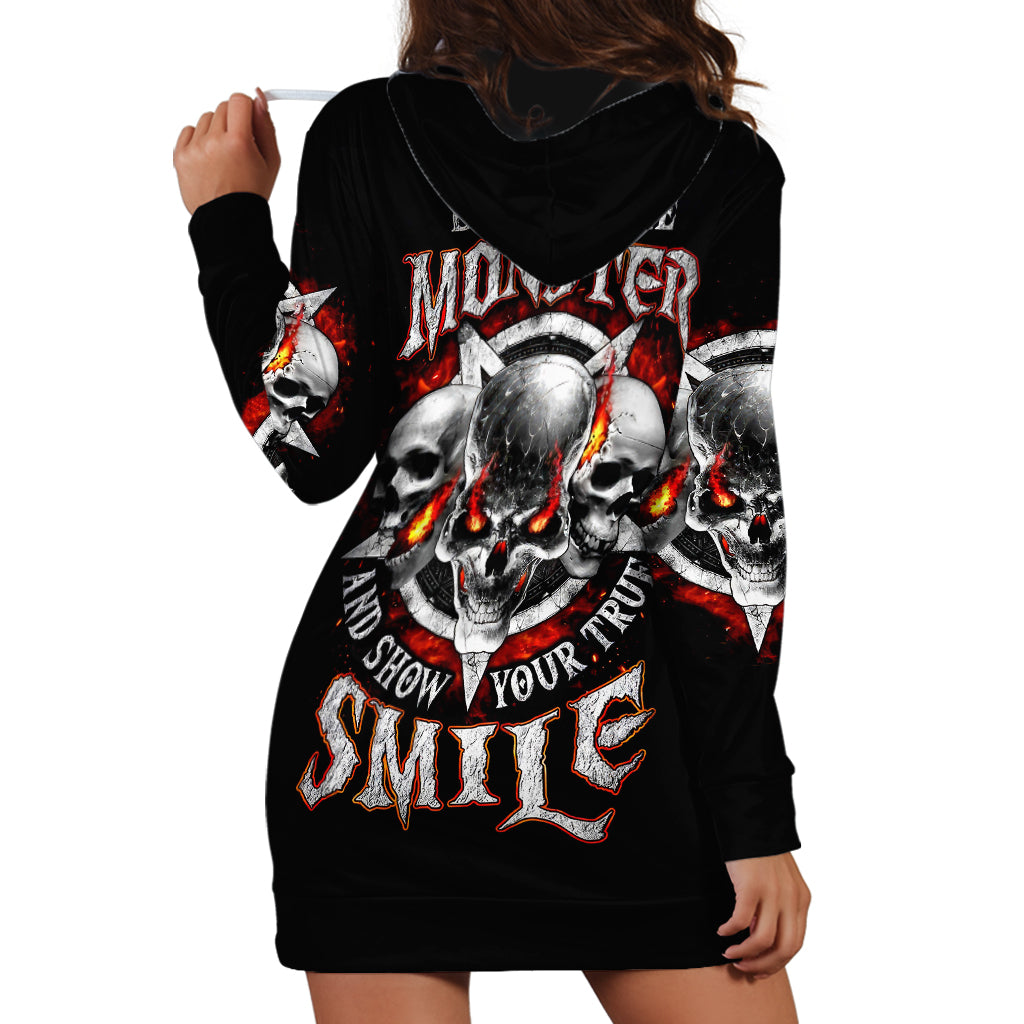 Satan Skull Hoodie Dress Become The Monster And Show Your True Smile - Wonder Print Shop