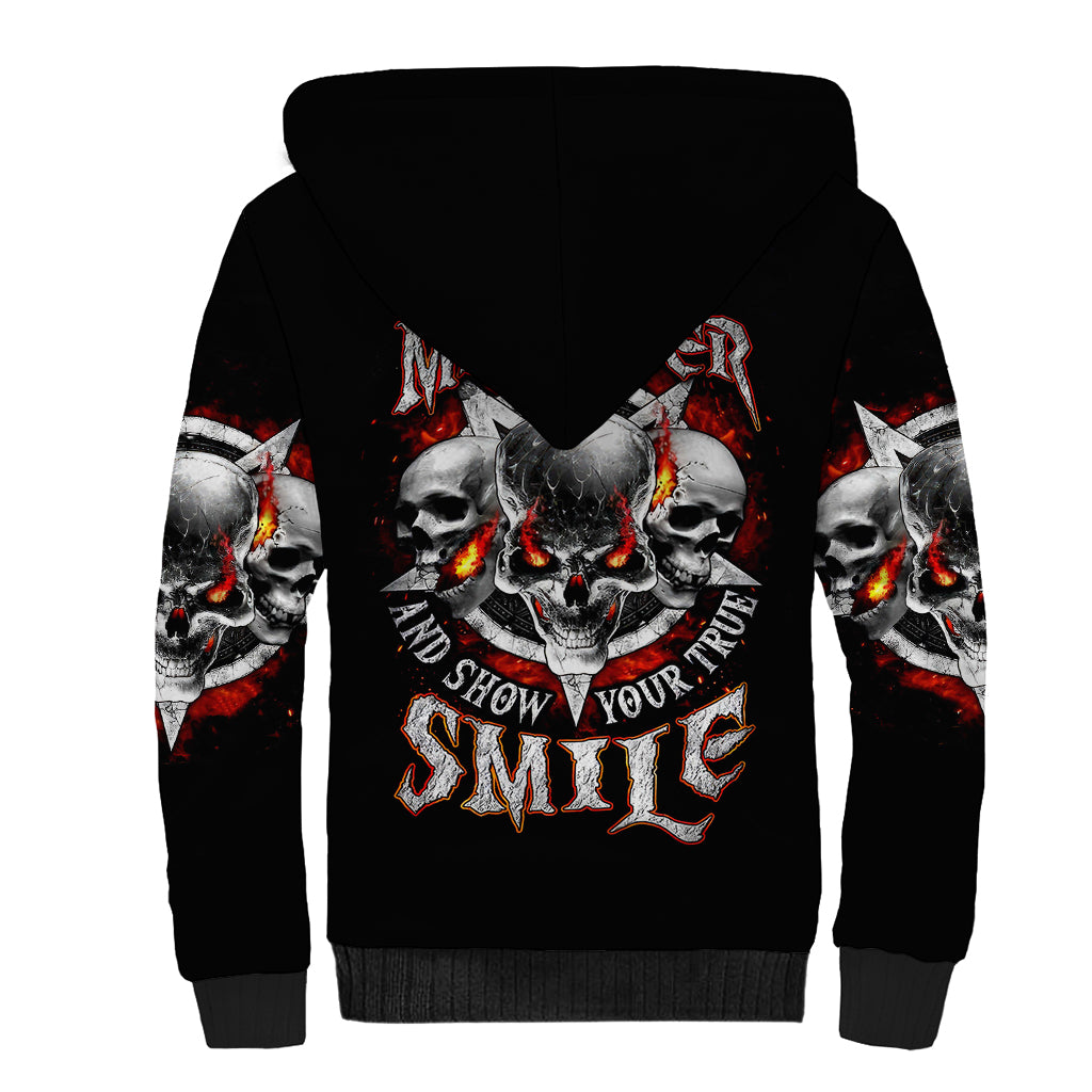 Satan Skull Sherpa Hoodie Become The Monster And Show Your True Smile - Wonder Print Shop