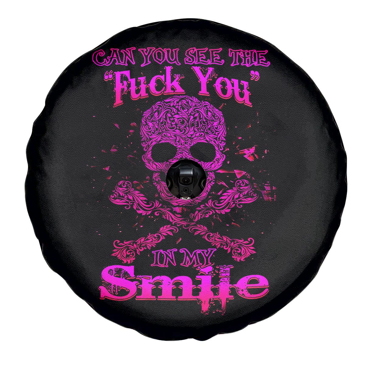 Flower Skull Spare Tire Cover Can You See The Fuck You In My Smile - Wonder Print Shop