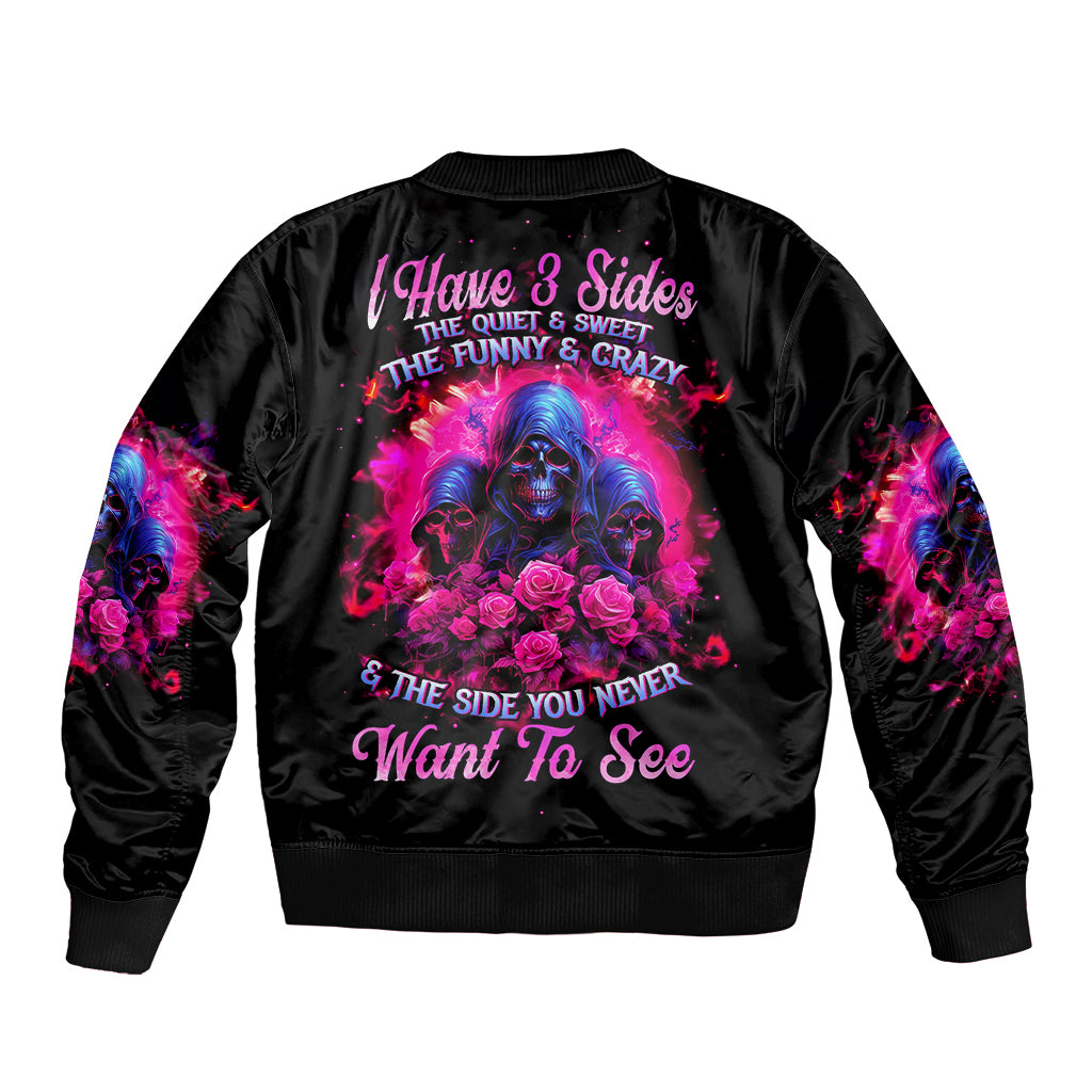 Rose Skull Bomber Jacket I Have 3 Sides And You Never Want To See - Wonder Print Shop