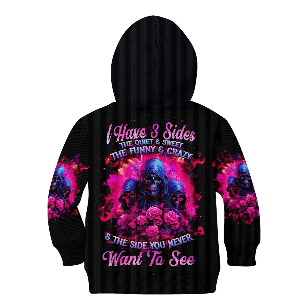 Rose Skull Kid Hoodie I Have 3 Sides And You Never Want To See - Wonder Print Shop