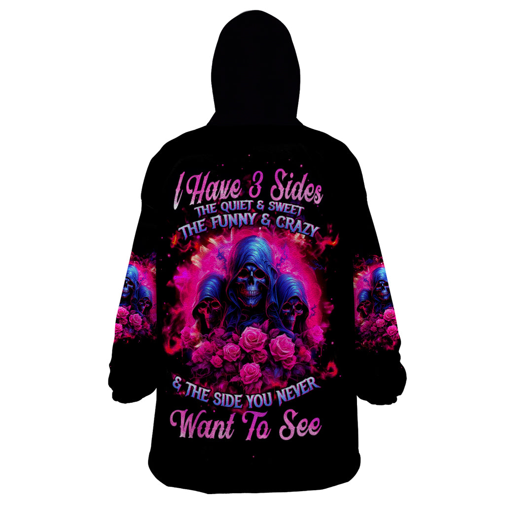 Rose Skull Wearable Blanket Hoodie I Have 3 Sides And You Never Want To See