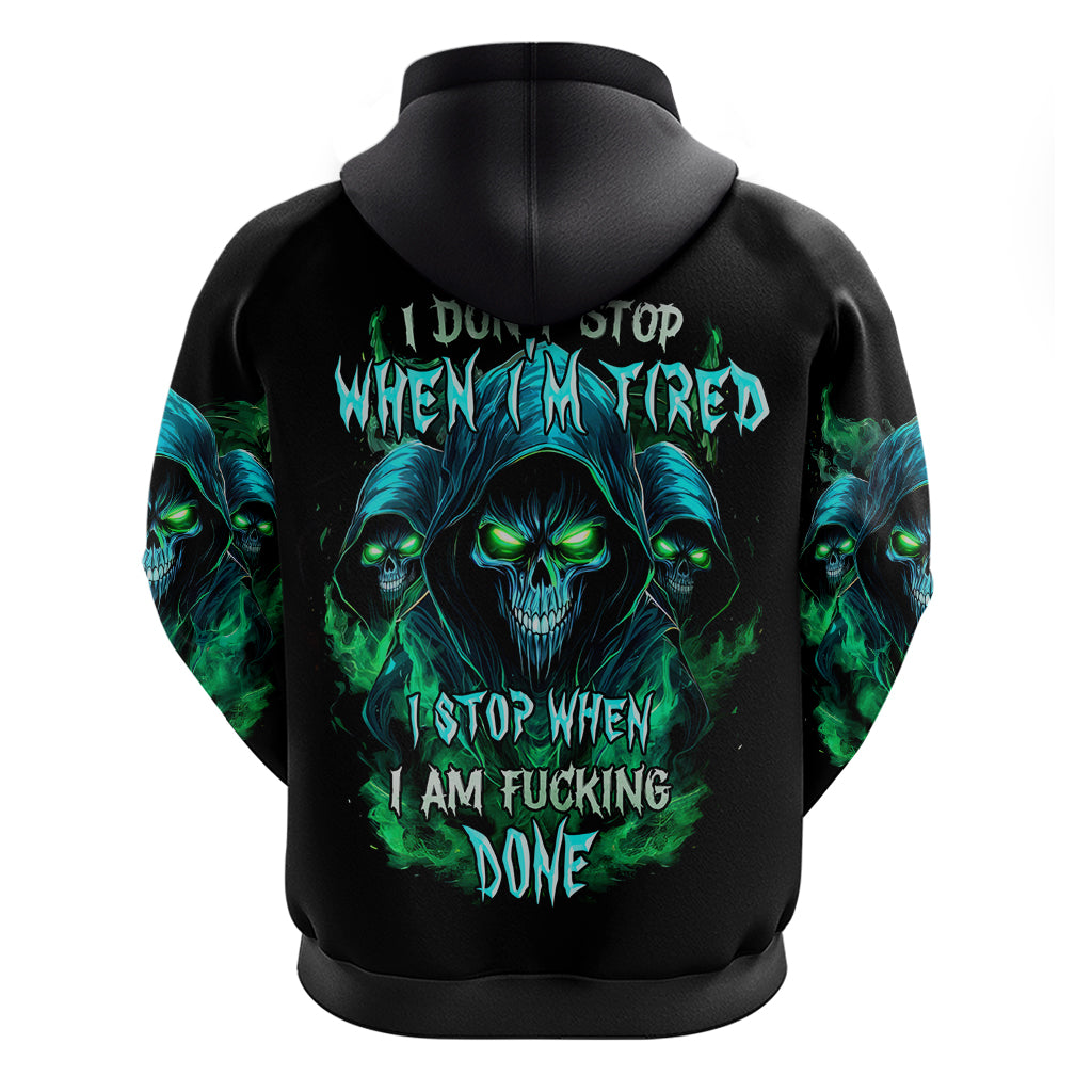 Flame Skull Hoodie I Don't Stop When I Tired I Stop When I Fucking Done - Wonder Print Shop