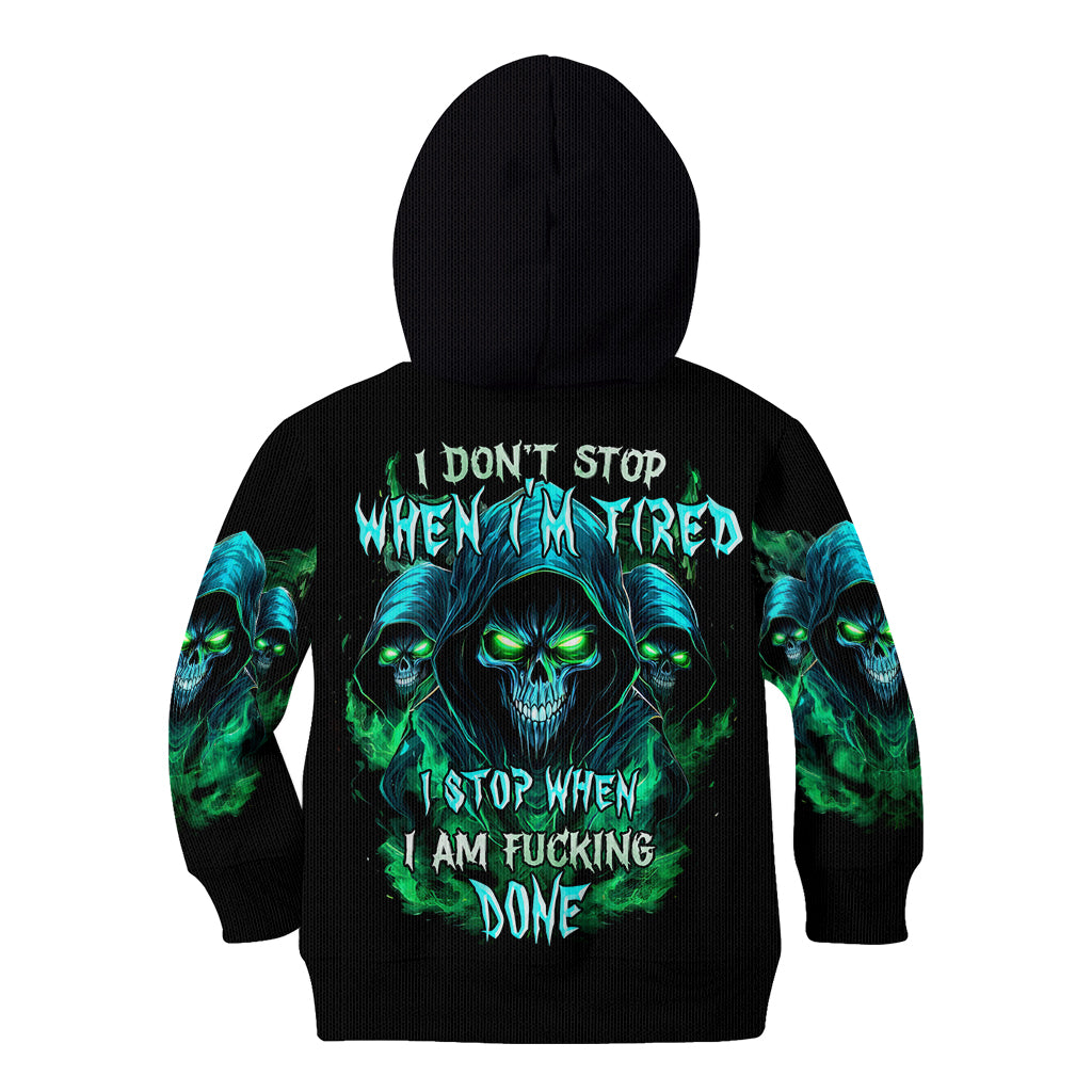 Flame Skull Kid Hoodie I Don't Stop When I Tired I Stop When I Fucking Done - Wonder Print Shop