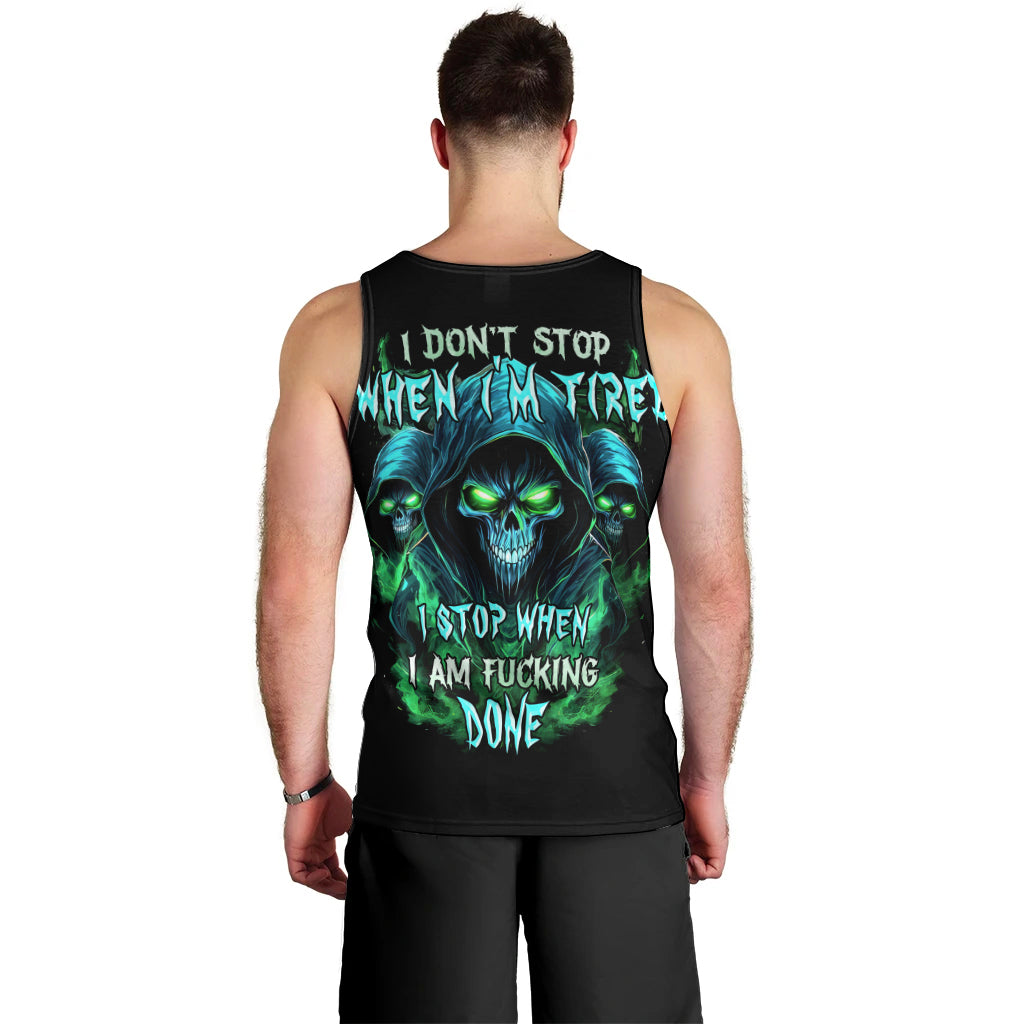 Flame Skull Men Tank Top I Don't Stop When I Tired I Stop When I Fucking Done - Wonder Print Shop