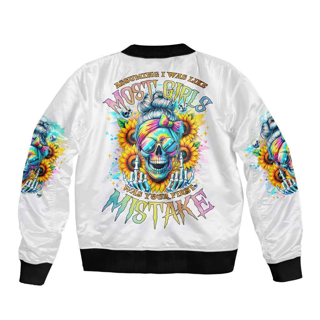 Skull Girl Bomber Jacket Assuming I Was Like Most Girls Was Your First Mistake - Wonder Print Shop