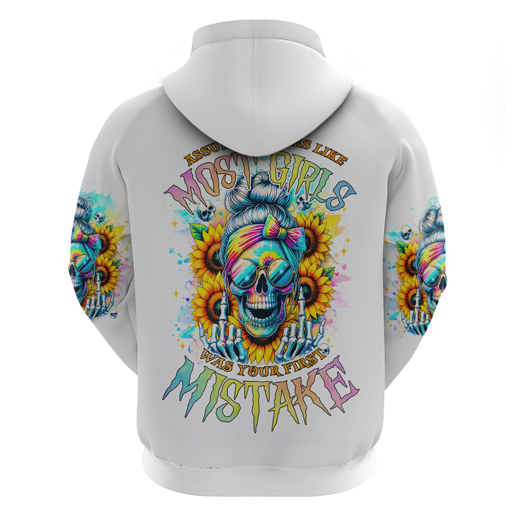 Skull Girl Hoodie Assuming I Was Like Most Girls Was Your First Mistake - Wonder Print Shop